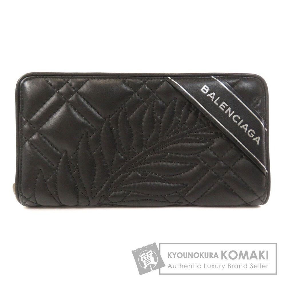 Balenciaga Leaf Quilted Long Wallet Leather